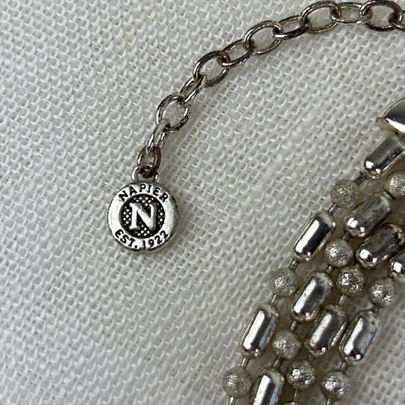 Vintage Napier Necklace Multistrand Silvertone Chain Adjustable 4 Row Signed - Picture 2 of 7